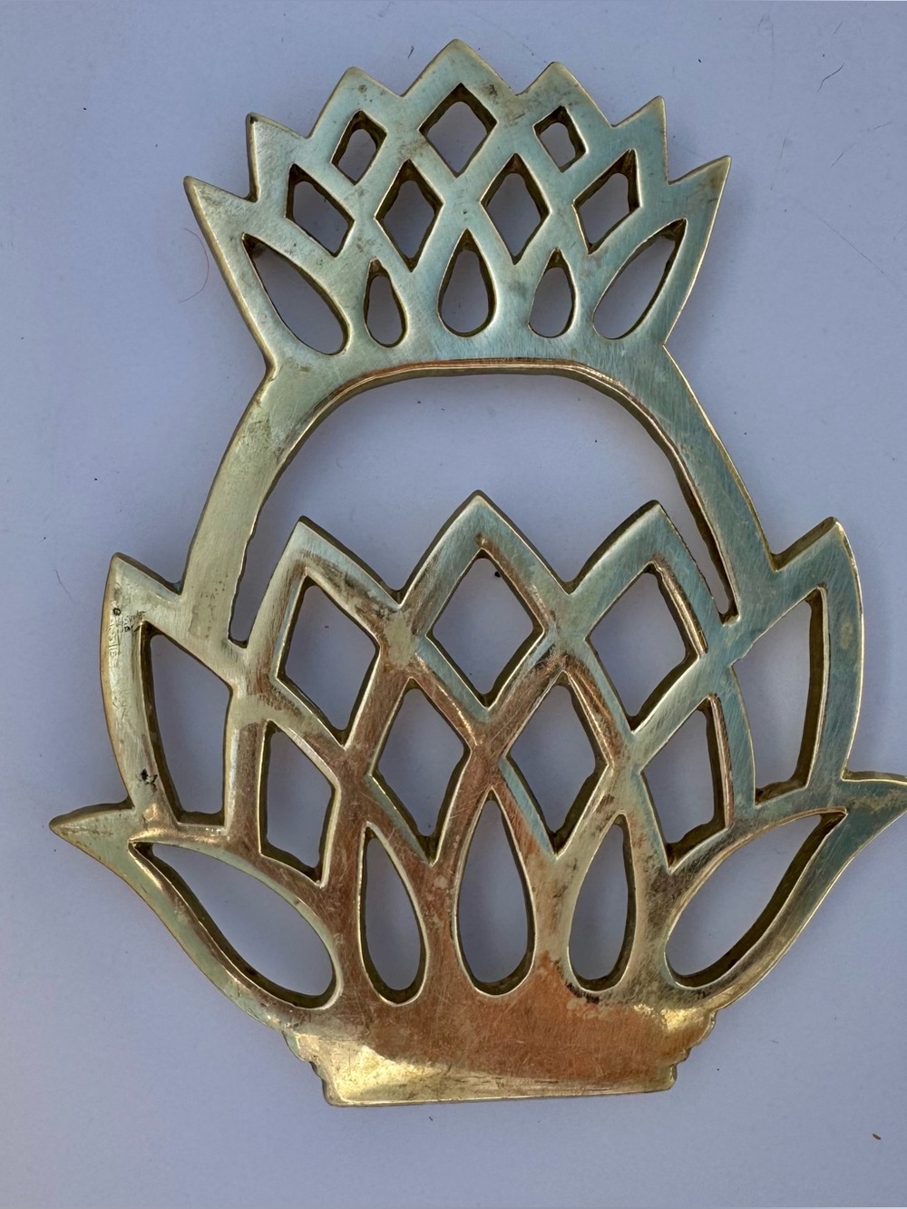 Brass Pineapple Trivet 1976 VTG Virginia Metalcrafters Welcome Housewarming